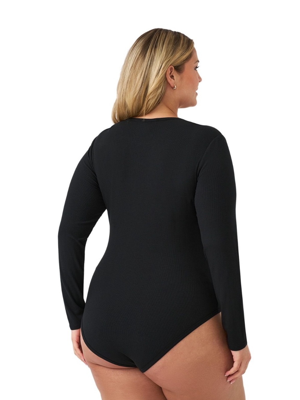 Edited x Hunter McGrady long-sleeve bodysuit classic crew neck black size 1x - Picture 3 of 9